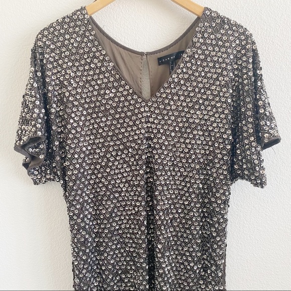 Aidan Mattox Sequin Beaded Sheath Cocktail Evening Wedding New Years Dress - Picture 2 of 14